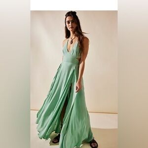 Free People- Lille Maxi Dress - mountain green color